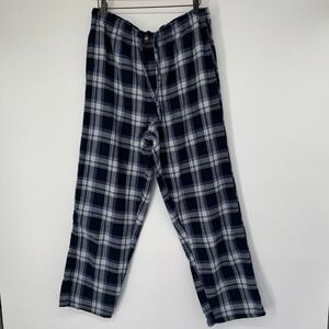 Beverly Hills Polo Club Pajama Pants Mens L Blue Plaid Flannel Loungewear Cozy